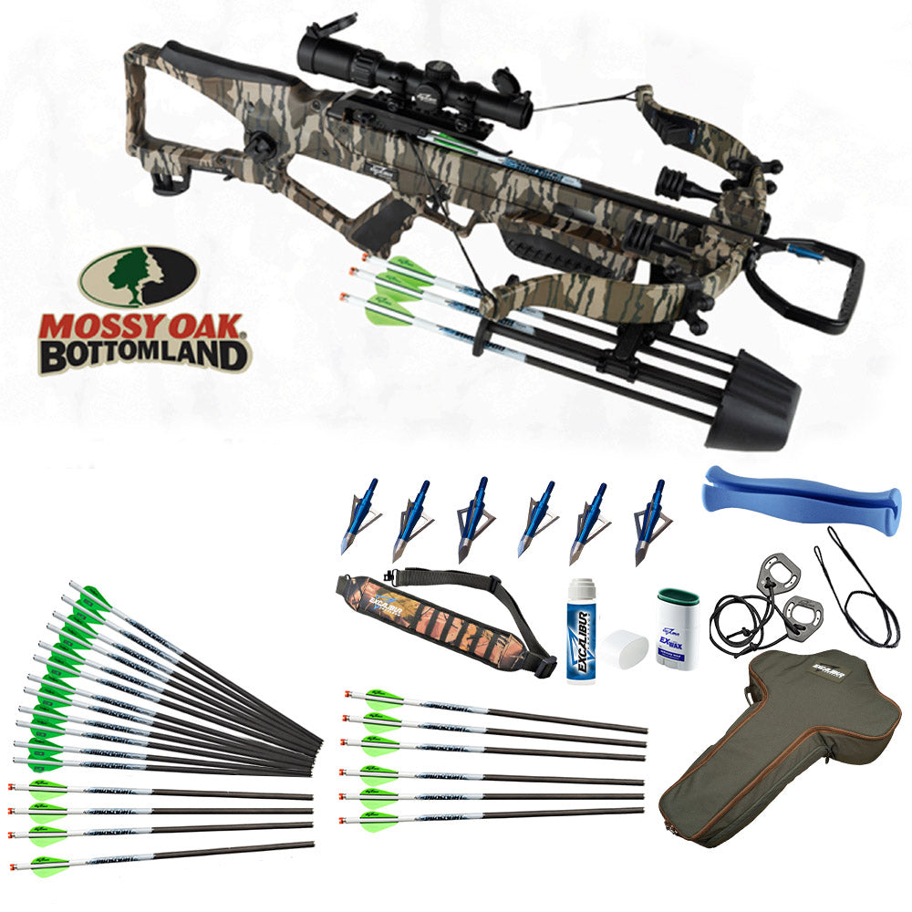 Excalibur RevX Mossy Oak Bottomlands Crossbow Package *EXCALIBUR DEALER EXCLUSIVE* NOT FOUND IN BIG BOX STORES - LIGHTED ARROWS STANDARD