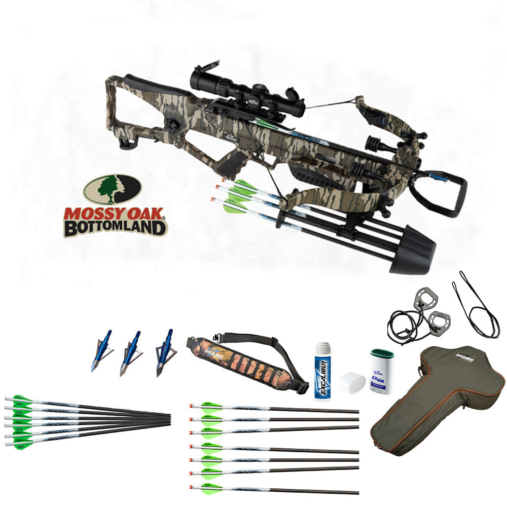 Excalibur RevX Mossy Oak Bottomlands Crossbow Package *EXCALIBUR DEALER EXCLUSIVE* NOT FOUND IN BIG BOX STORES - LIGHTED ARROWS STANDARD